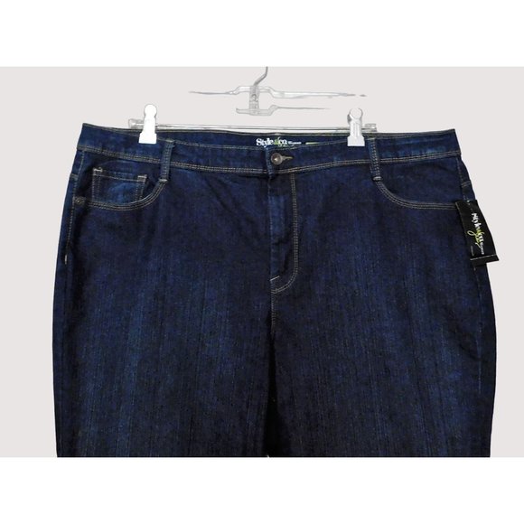Style & Co Jeans 20W Blue Dark Wash Boot Cut Cotton Blend New - Picture 2 of 6